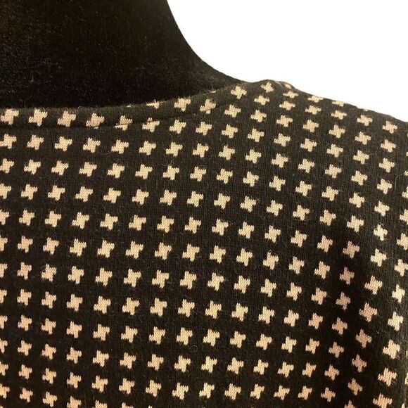 Talbots Black and White Pattern 3/4 Bow Sleeve Boatneck Sweater Sz L - Picture 9 of 13